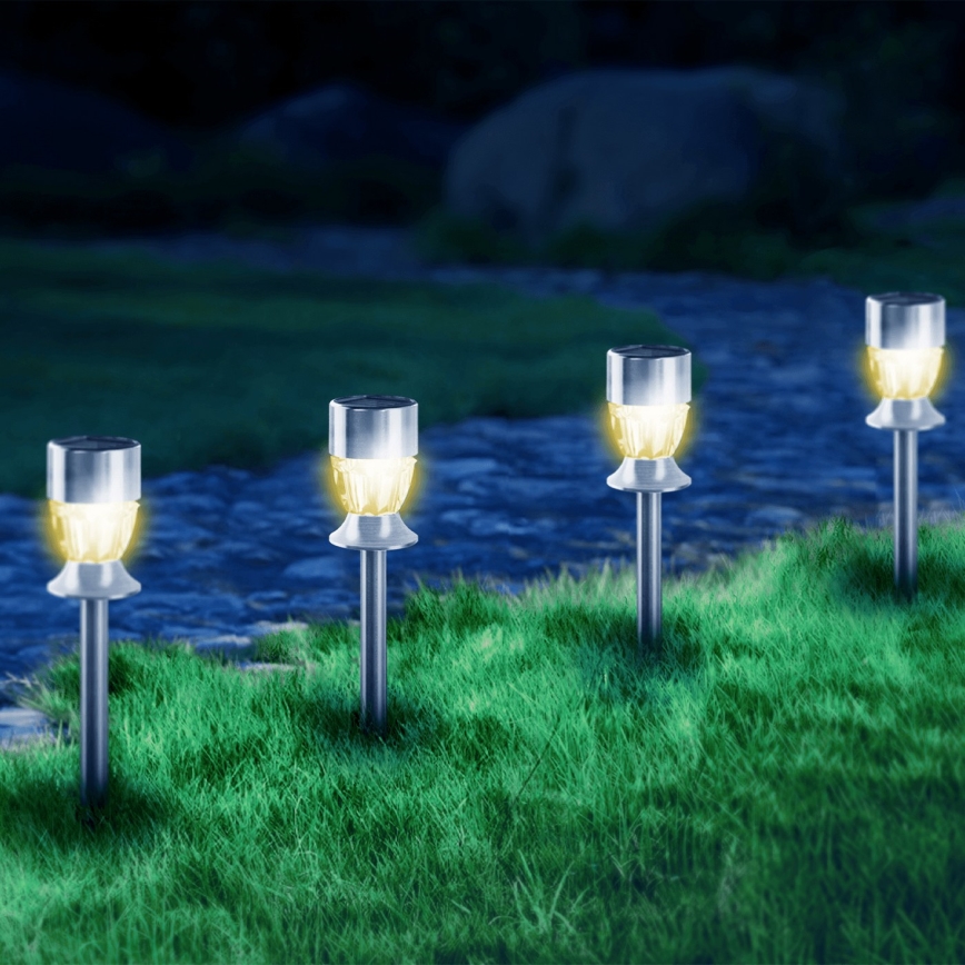 Aigostar - LED solarna lampa LED/0,006W/1,2V 35,5cm mat hrom 2700K IP44 100 mAh