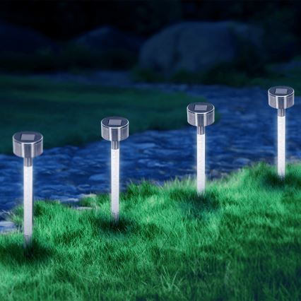 Aigostar - LED solarna lampa LED/0,006W/1,2V 36,7cm mat hrom 6500K IP44