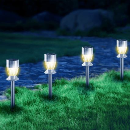 Aigostar - LED Solarna lampa LED/1,2 lm/1,2V 35,5cm matni hrom 2700K IP44 100 mAh