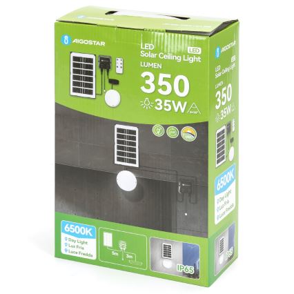 Aigostar - LED solarno svetlo LED/35W/12V 3000 mAh 6500K IP65 pr. 16,8 cm + daljinski upravljač
