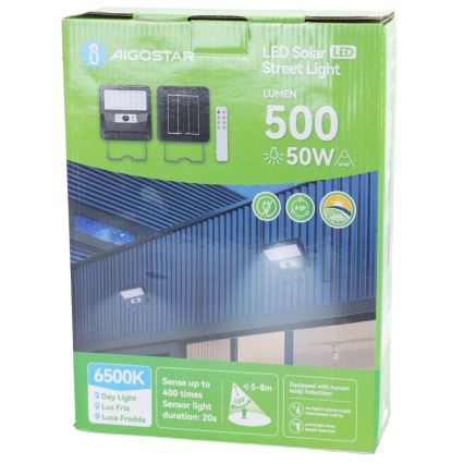Aigostar - LED solarna ulična lampa sa senzorom LED/50W/3,2V 1000mAh 6500K + daljinski upravljač