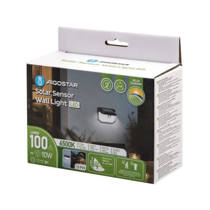 Aigostar - LED solarno zidno svetlo sa senzorom LED/0,8W/5,5V 1200 mAh 6500K IP65