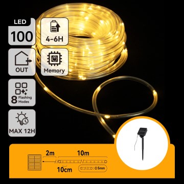 Aigostar - LED solarni božićni lanac 100xLED/8 funkcija 12m IP65 topla bela