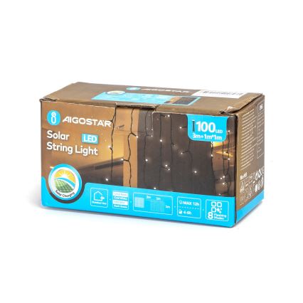 Aigostar - LED solarna božićna girlanda 100xLED/8 funkcija 4x1m 800 mAh IP65 hladna bela