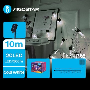 Aigostar - LED solarni božićni lanac 20xLED/8 funkcija 11,5m 1200 mAh IP65 hladna bela