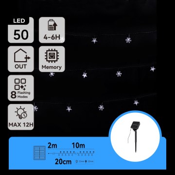 Aigostar - LED Solarni božićni lanac 50xLED/8 funkcija 12m IP65 800 mAh hladno bela