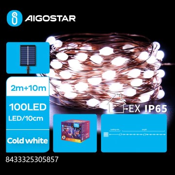 Aigostar - LED solarni božićni niz 100xLED/8 funkcija 12m IP65 800 mAh hladno bela