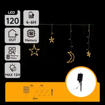 Aigostar - LED solarni božićni niz 120xLED/8 funkcija 3x0,6m 500 mAh IP65 topla bela