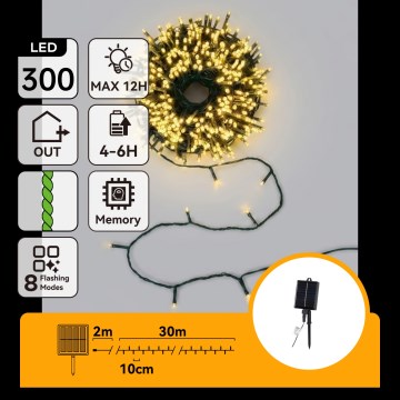 Aigostar - LED solarni božićni niz 300xLED/8 funkcija 32m IP65 topla bela 1200 mAh