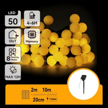 Aigostar - LED solarni dekorativni lanac 50xLED/8 funkcija 12m 800 mAh IP65 topla bela