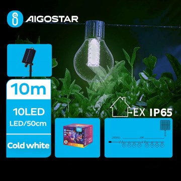 Aigostar - LED solarni dekorativni niz 10x LED / 8 funkcija 10,5 m IP65 hladna bela 1200 mAh