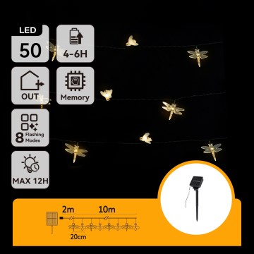 Aigostar - LED solarni dekorativni niz 50xLED/8 funkcija 10 m 800 mAh IP65 topla bela