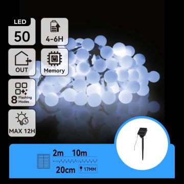 Aigostar - LED solarni dekorativni niz 50xLED/8 funkcija 12m IP65 hladna bela 800 mAh