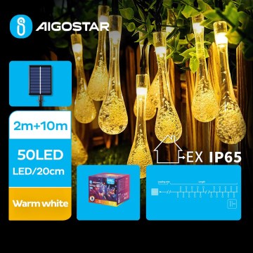 Aigostar - LED solarni dekorativni niz 50xLED/8 funkcija 12m IP65 topla bela 800 mAh