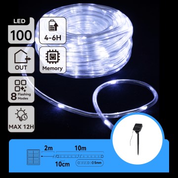 Aigostar - LED solarni lanac 100x LED/8 funkcija, 12 m, IP65, hladno bela, 800 mAh