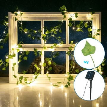 Aigostar - LED solarni lanac 100xLED/12m IP65 300 mAh topla bela ivy