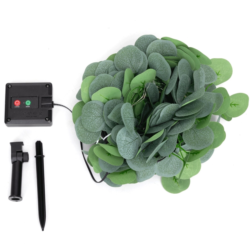 Aigostar - LED solarni lanac 100xLED/12m IP65 300 mAh topla bela eukaliptus