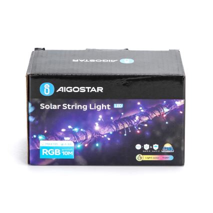 Aigostar - LED Solarni  lanac 100xLED/8 funkcija 12m IP65 višebojno