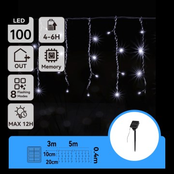 Aigostar - LED solarni  lanac 100xLED/8 funkcija 8x0,4m IP65 hladna bela 800 mAh