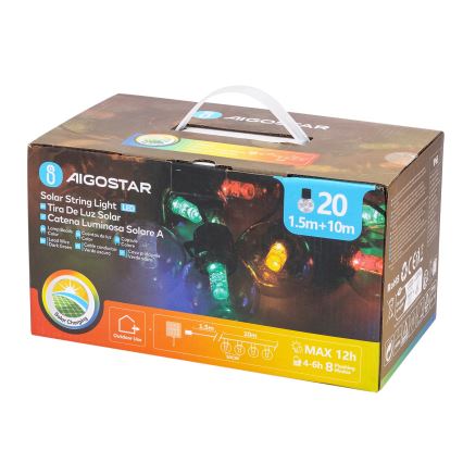 Aigostar - LED solarni lanac 20xLED/8 funkcija 11,5m IP65 višebojni