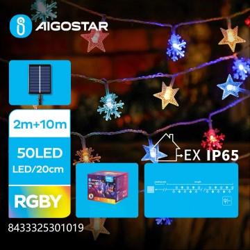 Aigostar - LED Solarni lanac 50xLED/8 režima 800 mAh 12m IP65 višebojno