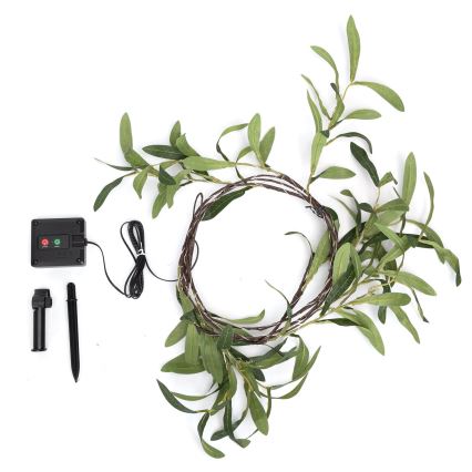 Aigostar - LED solarni niz 60xLED/4m IP65 300 mAh topla bela, maslinasta