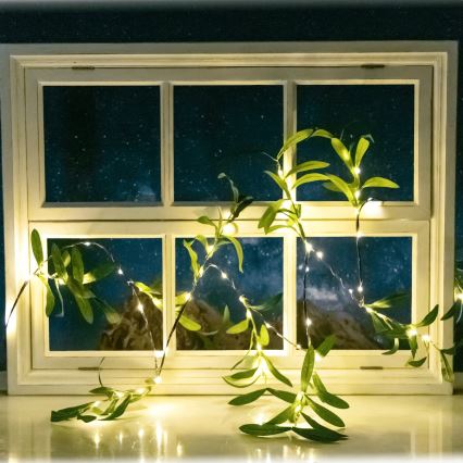 Aigostar - LED solarni niz 60xLED/4m IP65 300 mAh topla bela, maslinasta