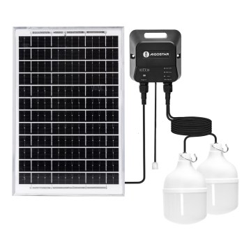 Aigostar - LED solarni luster 2xLED/35W/12V 6000 mAh 6500K IP65 prečnik 10 cm + daljinski upravljač