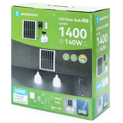 Aigostar - LED solarni luster 2xLED/70W/12V 12000 mAh 6500K prečnika 12 cm + sa daljinskim upravljačem