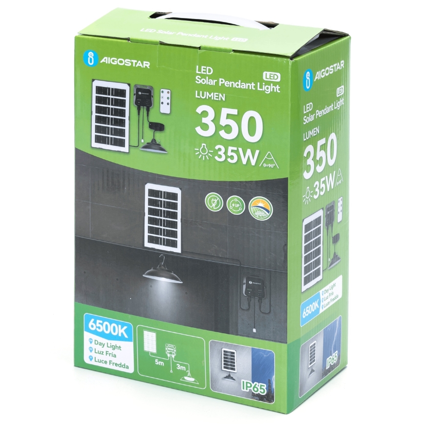 Aigostar - LED solarni luster LED/35W/12V 3000 mAh 6500K prečnika 15 cm + daljinsko upravljanje