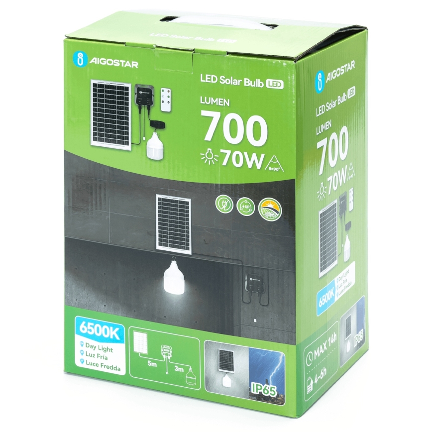 Aigostar - LED solarni luster LED/70W/12V 6000 mAh 6500K, prečnik 12 cm, sa daljinskim upravljačem