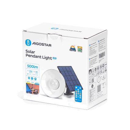 Aigostar - LED prigušiva solarna viseća lampa na sajli LED/3,2V 3000K/4000K/6500K 5000 mAh IP65 + daljinski upravljač