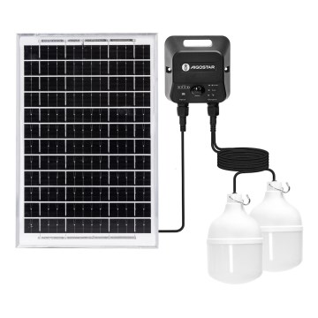 Aigostar - LED solarni luster sa senzorom, 2x LED/35W/12V, baterija 6000 mAh, 6500 K, prečnik 10 cm + daljinski upravljač