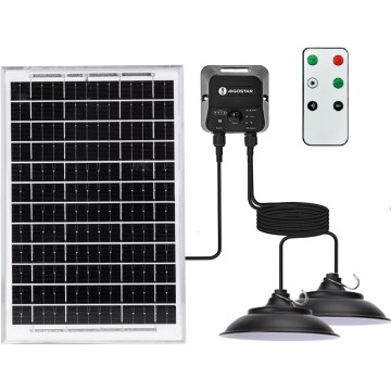 Aigostar - LED solarni luster sa senzorom 2xLED/35W/12V 6000 mAh 6500K IP65 prečnik 15 cm + daljinski upravljač