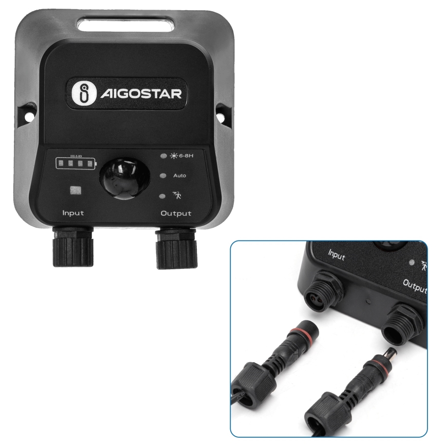 Aigostar - LED solarni luster sa senzorom, 2x LED/35W/12V, baterija 6000 mAh, 6500 K, prečnik 10 cm + daljinski upravljač