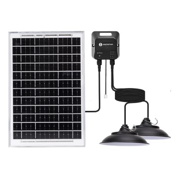 Aigostar - LED solarni luster sa senzorom 2xLED/35W/12V 6000 mAh 6500K, prečnik 15 cm + daljinski upravljač