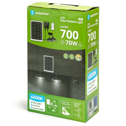 Aigostar - LED solarni luster sa senzorom 2xLED/35W/12V 6000 mAh 6500K IP65 prečnik 15 cm + daljinski upravljač