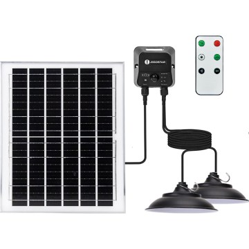 Aigostar - LED solarni luster sa senzorom, 2xLED/70W/12V, 12000 mAh, 6500K, IP65, prečnika 23,5 cm + daljinski upravljač