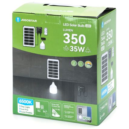 Aigostar - LED solarni luster sa senzorom LED/35W/12V 3000 mAh 6500K prečnik 10 cm + daljinsko upravljanje
