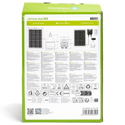 Aigostar - LED solarni luster sa senzorom LED/70W/12V 6000 mAh 6500K IP65 prečnik 12 cm + daljinski upravljač