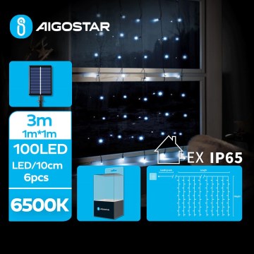 Aigostar - LED solarni niz 100xLED/8 funkcija 4x1m 800 mAh IP65 hladna bela