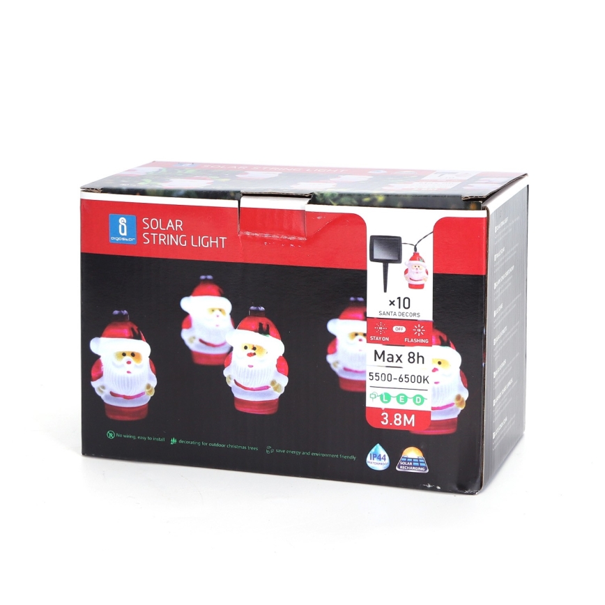 Aigostar - solarni LED lanac 10xLED/3,8 m IP44 hladna bela 400 mAh