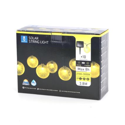 Aigostar - LED solarni lanac 10xLED/3,8m IP44 600 mAh topla bela