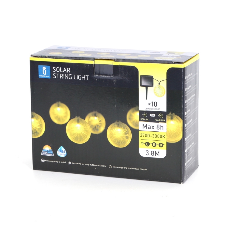 Aigostar - LED solarni lanac 10xLED/3,8m IP44 600 mAh topla bela