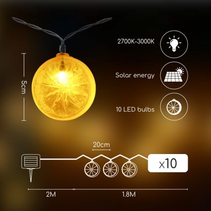 Aigostar - LED solarni lanac 10xLED/3,8m IP44 600 mAh topla bela