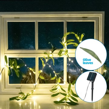 Aigostar - LED solarni niz 60xLED/4m IP65 300 mAh topla bela, maslinasta