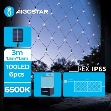 Aigostar - LED solarni niz lampica 100xLED/8 funkcija 4,5x1,5m IP65 hladno bela
