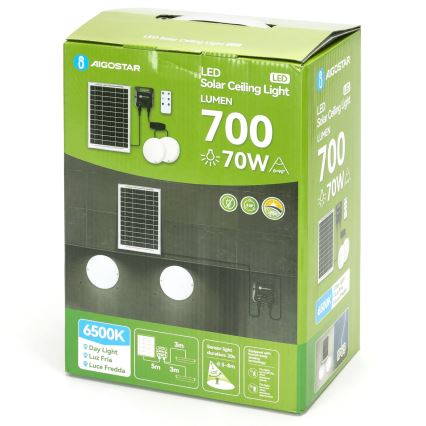 Aigostar - LED solarna plafonska svetiljka sa senzorom 2xLED/35W/3,7V 6000 mAh IP65 + daljinski upravljač