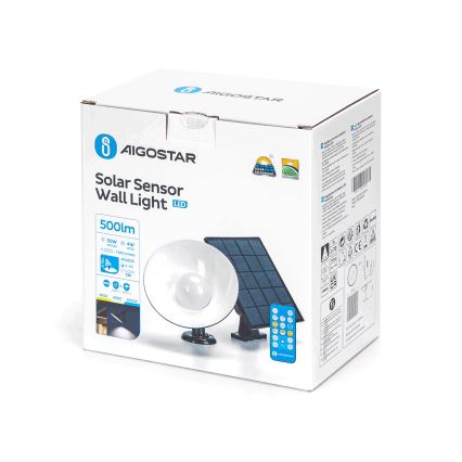 Aigostar - LED solarno svetlo sa senzorom LED/3,2V 3000K/4000K/6500K IP65 5000 mAh sa daljinskim upravljačem
