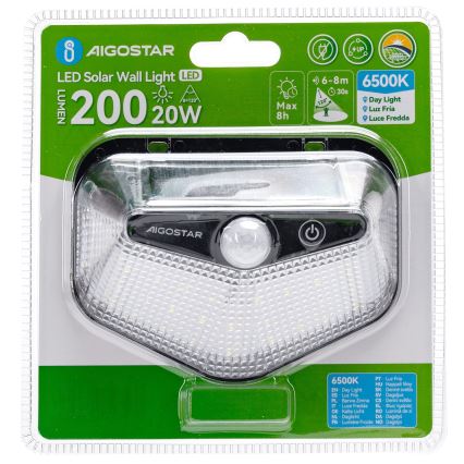Aigostar - LED solarno svetlo sa senzorom LED/3,7V 6500K 500 mAh IP65 crna